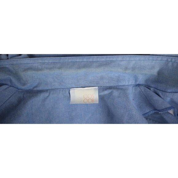 VINTAGE WOMEN'S BLUE 3/4 SLEEVE BUTTON-UP TOP - COS COB - SIZE 38 - Picture 7 of 8